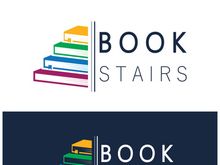 book stairs logo, or library for bookstores, book companies, publishers, encyclopedias, libraries, education, digital books, vectors