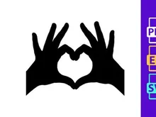Hands forming heart shape shadow love symbol on white background