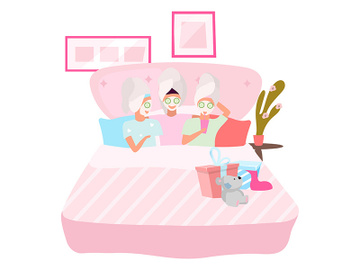 Girlfriends applying facial masks flat vector illustration preview picture