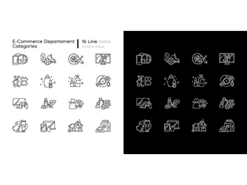 E commerce departments linear icons set for dark and light mode preview picture