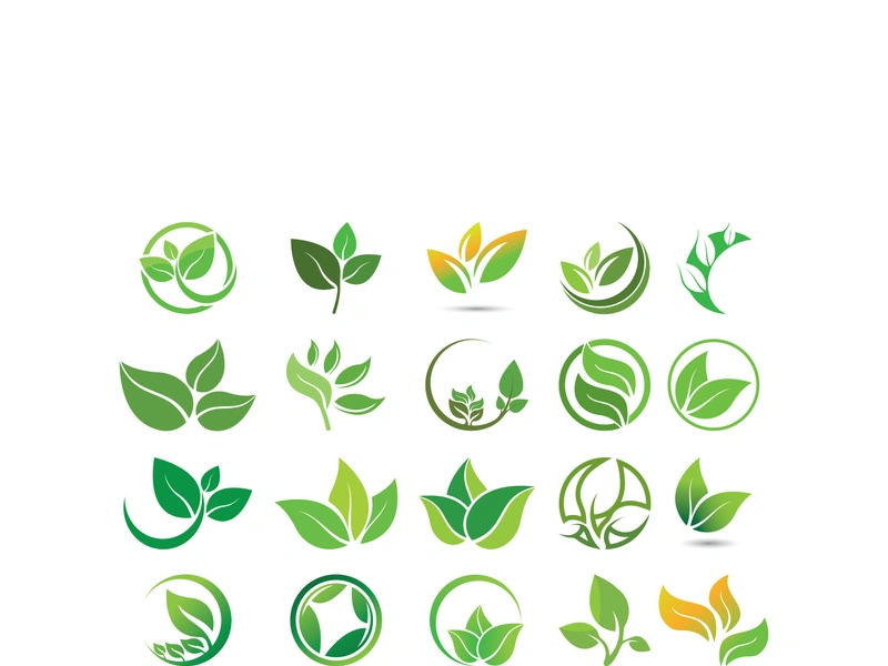 Logos of green tree leaf ecology nature element vector