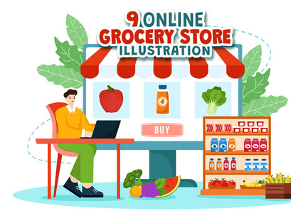9 Online Grocery Store Illustration