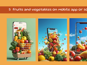 Fruits and vegetables on mobile app or screen preview picture