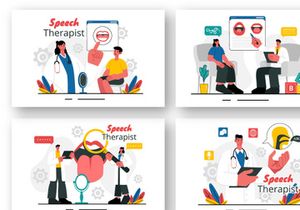 9 Speech Therapist Vector Illustration