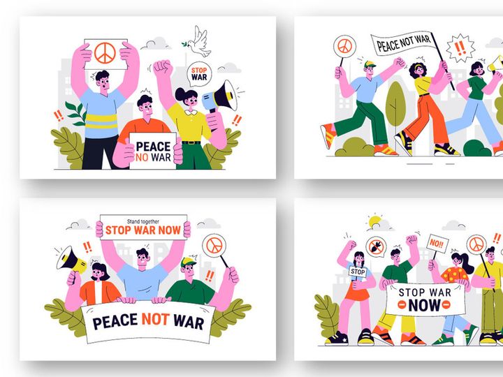 10 Anti War Resistance Demonstration Illustration