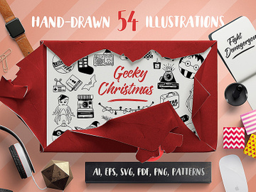 Geeky Christmas Free Vector Set preview picture