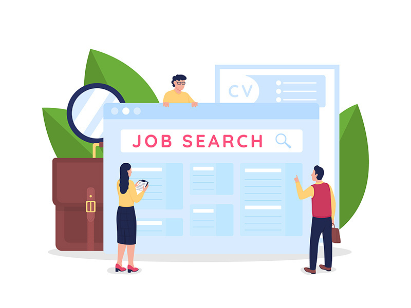 Searching for employment opportunities flat concept vector illustration