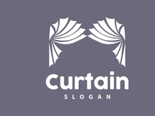 Curtain Logo, Home Interior Simple Design, Furniture Window Curtain Vector, Illustration Symbol Icon