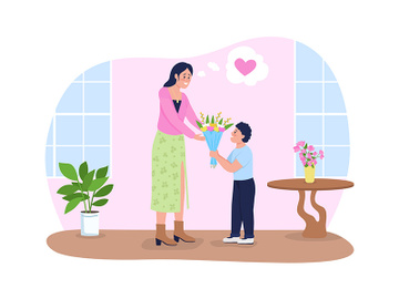 Mothers day greeting 2D vector web banner, poster preview picture