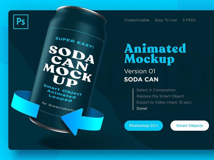 Free Sodacan Animated Mockup
