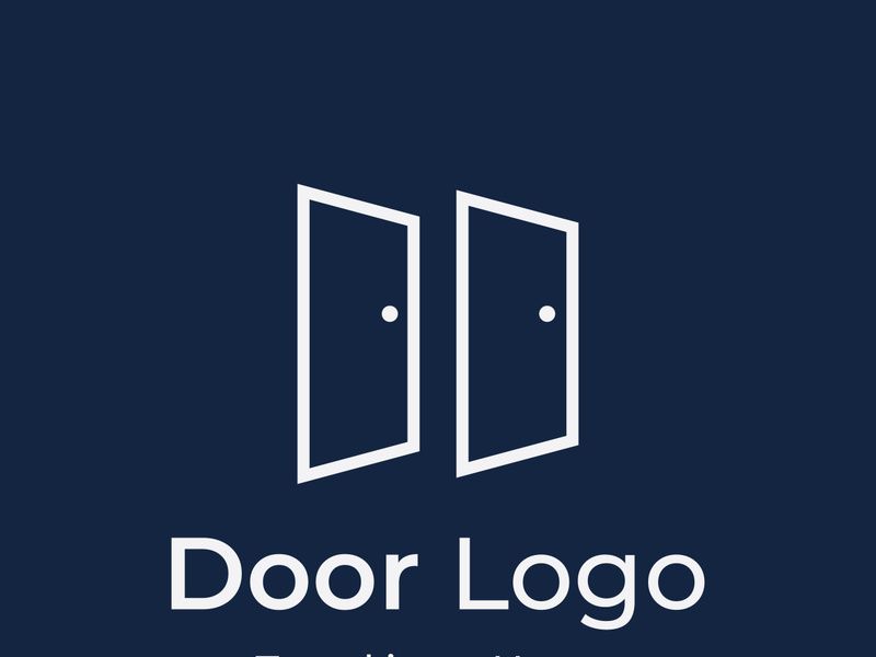 Simple open door abstract logo design, interior with geometric shapes or monogram.For building construction, business.property and company.