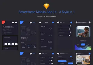 Smart Home Mobile App - 3 Styles in 1 file.
