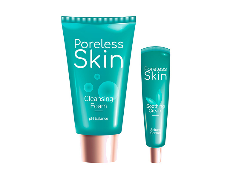 Poreless skin cream realistic product vector design