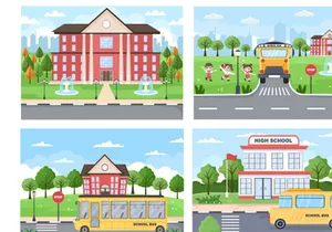 20 Back To School and Cute Bus Illustration