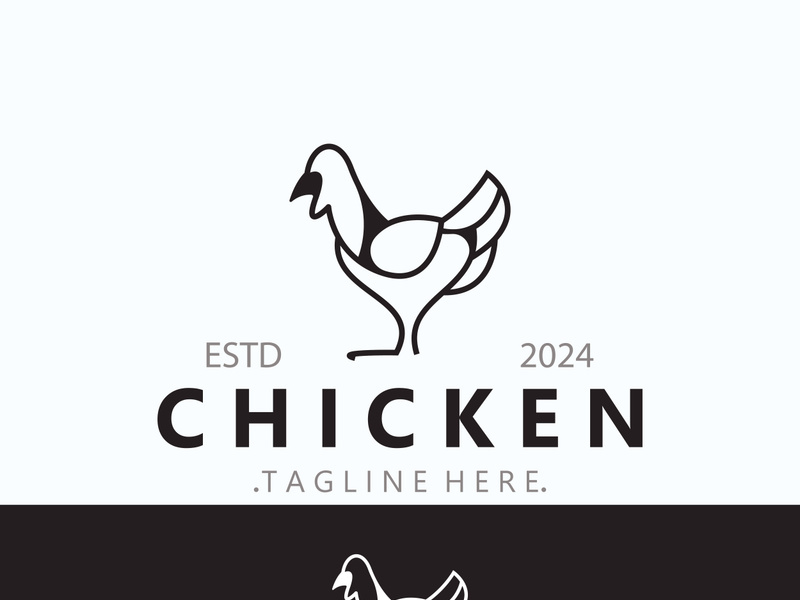 Chicken Farm logo design, animal icon for groceries, butcher shop, farmer market livestock template