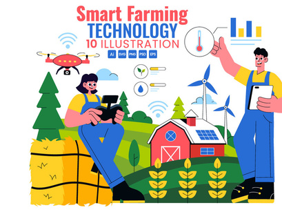 10 Smart Farming Technology Illustration