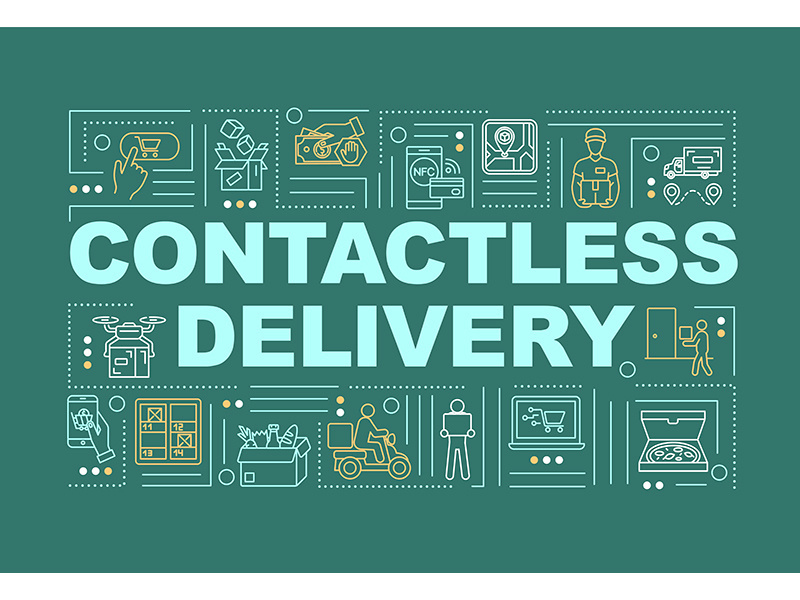 Contactless delivery word concepts banner