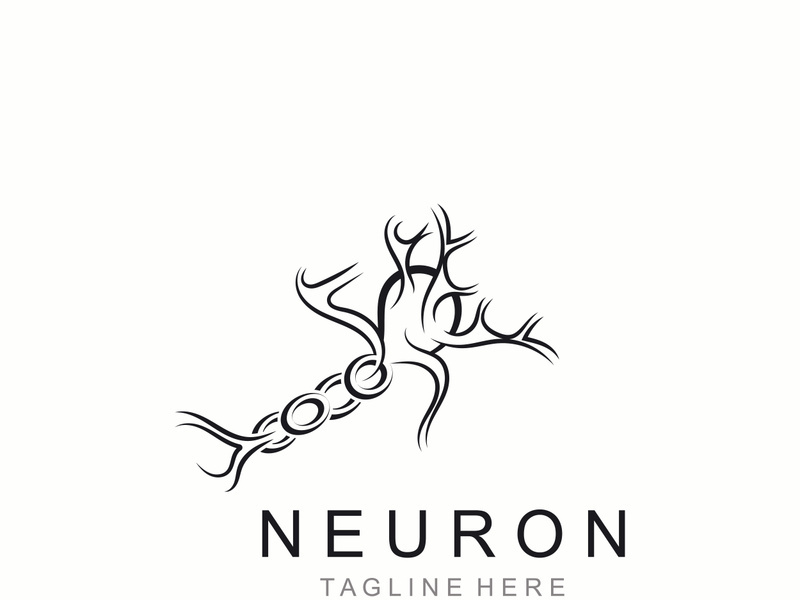 Neuron logo or nerve cell healthy abstract molecule design template
