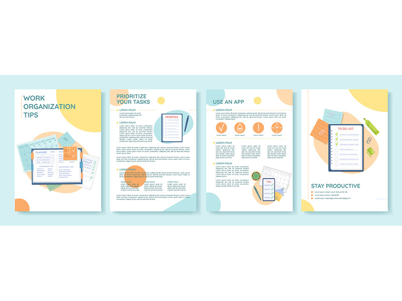 Work organization tips flat vector brochure template