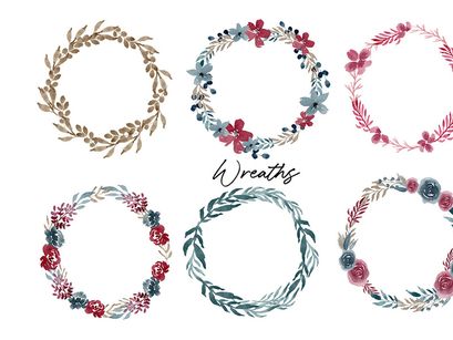 Navy & Burgundy Watercolor Set