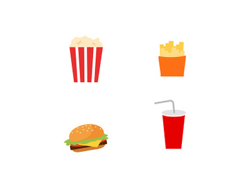 Fast food flat color vector objects set preview picture
