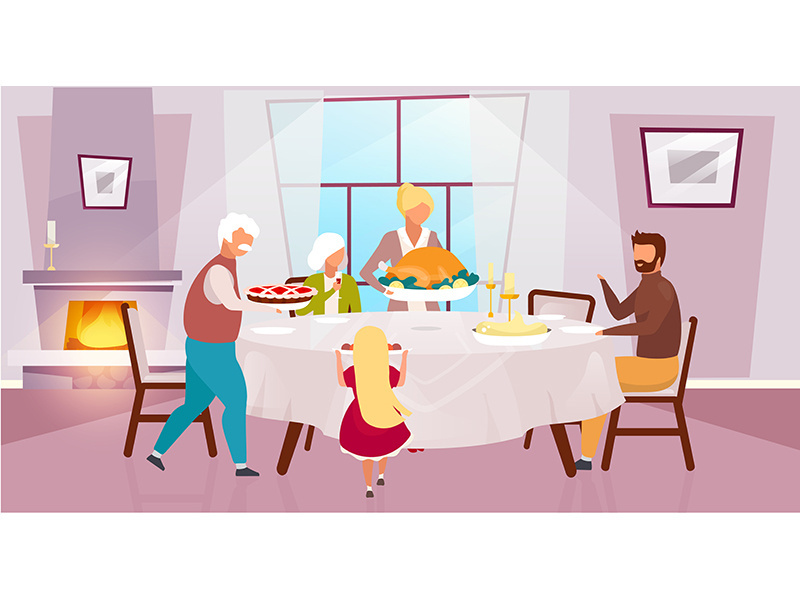 Thanksgiving day flat vector illustration