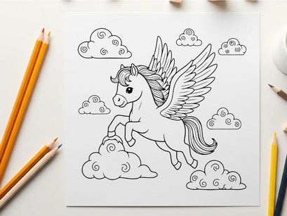Flying magical unicorn with wings vector illustration flat design