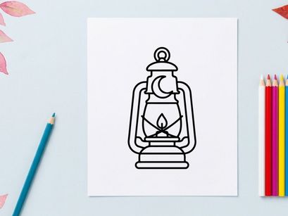 Icono de farol de Halloween. Arte lineal de lámpara de aceite vintage para diseño de temporada.
