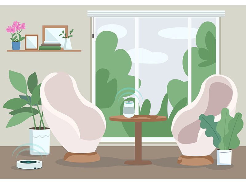 Modern home flat color vector illustration