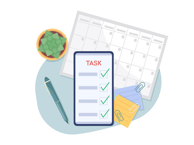 Task control mobile app 2D vector isolated illustration