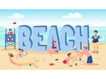Beach word concepts flat color vector banner preview picture