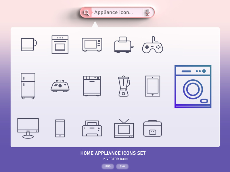 Home appliance and equipment icon set