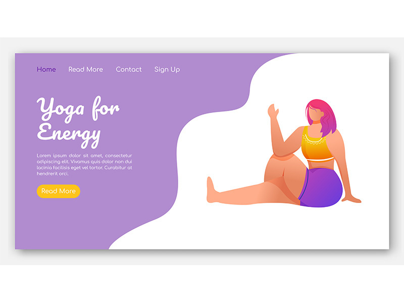 Yoga for energy landing page vector template
