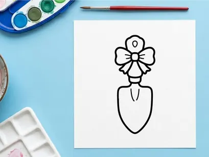 Laço de gravata desenhado à mão com design de rosto de fantasma. Clip-arts de acessório assustador para convites de festa e artesanatos festivos.