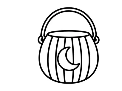 Icono de cubo de dulces de Halloween. Cubo de truco o trato con símbolo de luna para diseño de festividades.