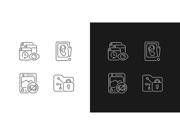 Computer activity monitoring linear icons set for dark and light mode preview picture