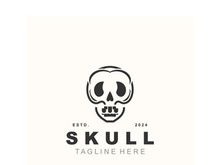 Skull skeleton logo vintage template idea on white background