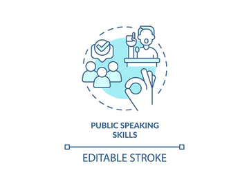 Public speaking skills turquoise concept icon preview picture