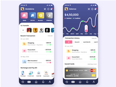Wallet and Money Transfer Mobile App UI Kit