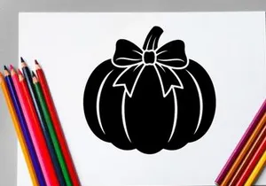 Silhouette of a Halloween Pumpkin with Bow for Fall Decor