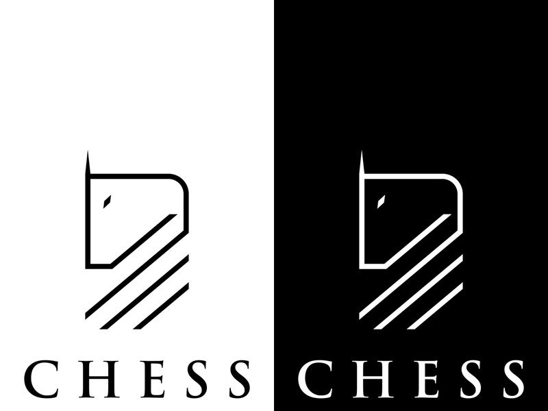 Chess strategy game logo with horse, king, pawn and rook. Logos for tournaments, chess teams and games.