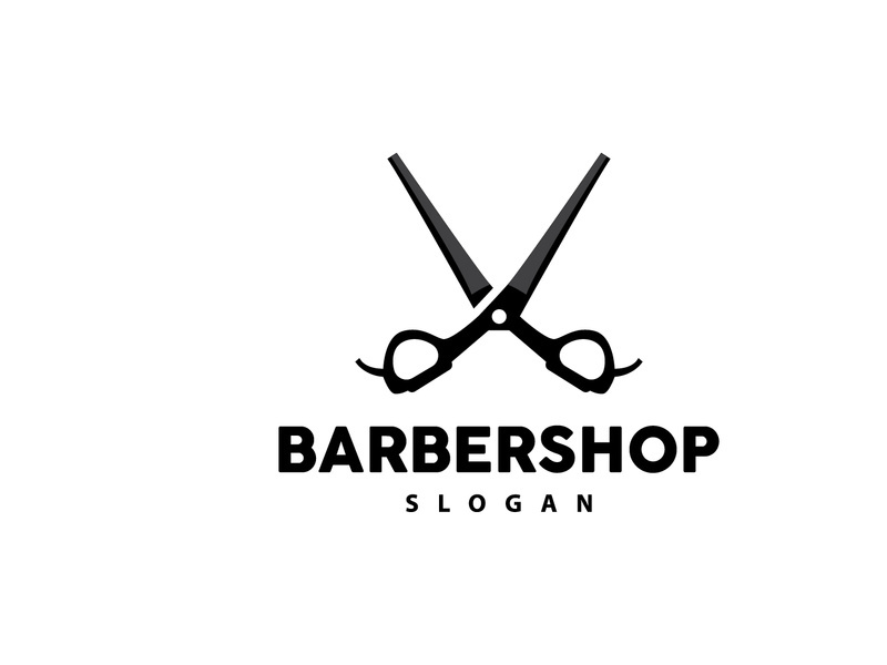 Barbershop Logo, Scissors Vector, Retro Vintage Minimalist