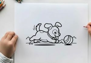 Cute puppy playing with soccer ball vector illustration