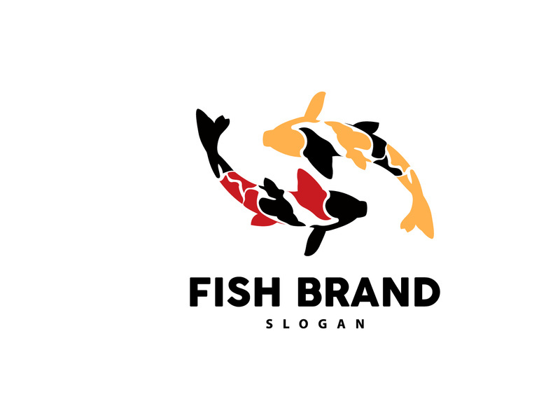 Koi Fish Logo Design, Ornamental Fish Vector