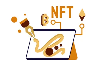 NFT Market Flat Illustration Cryptocurrency Exchange