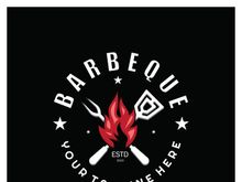 Smoke and BBQ Barbecue Vintage hot grill, with crossed flames and spatula. Logo for restaurant, badge, cafe and bar.vector
