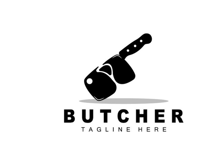 Butcher logo design, Knife Cutting Tool Vector Template, Product Brand Illustration