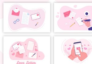 15 Love Letter Background Flat Illustration
