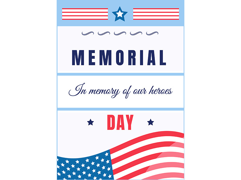 Memorial Day poster flat vector template