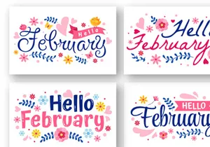 16 Hello February Month Illustration